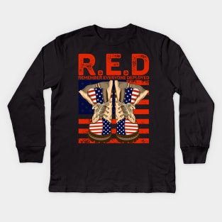 RED Remember Everyone Deployed Kids Long Sleeve T-Shirt